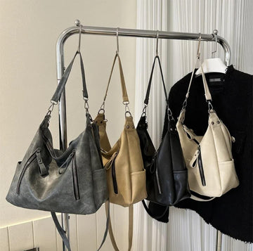 Slara Faux Leather Hobo Bag With Zippers