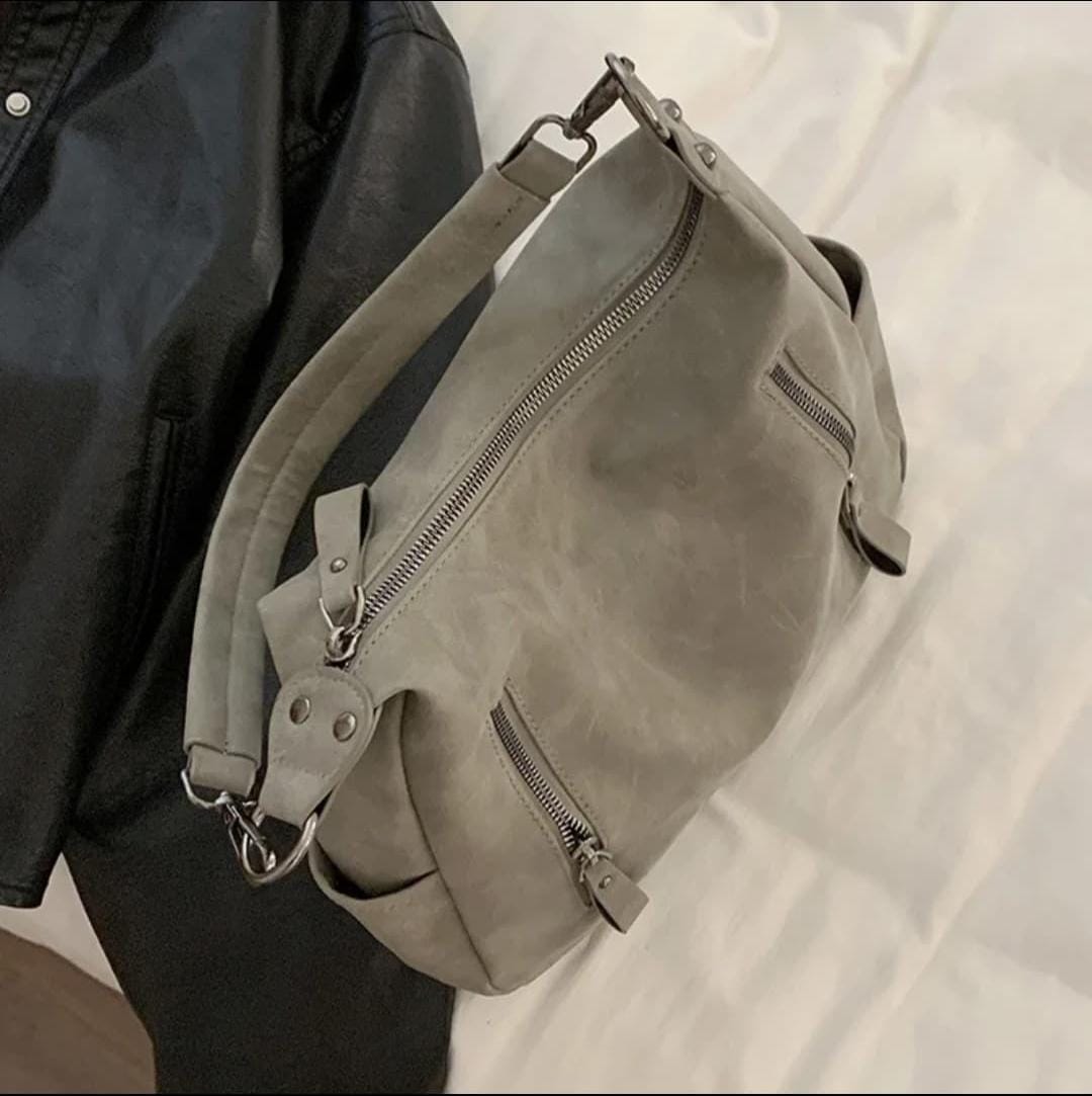 Slara Faux Leather Hobo Bag With Zippers
